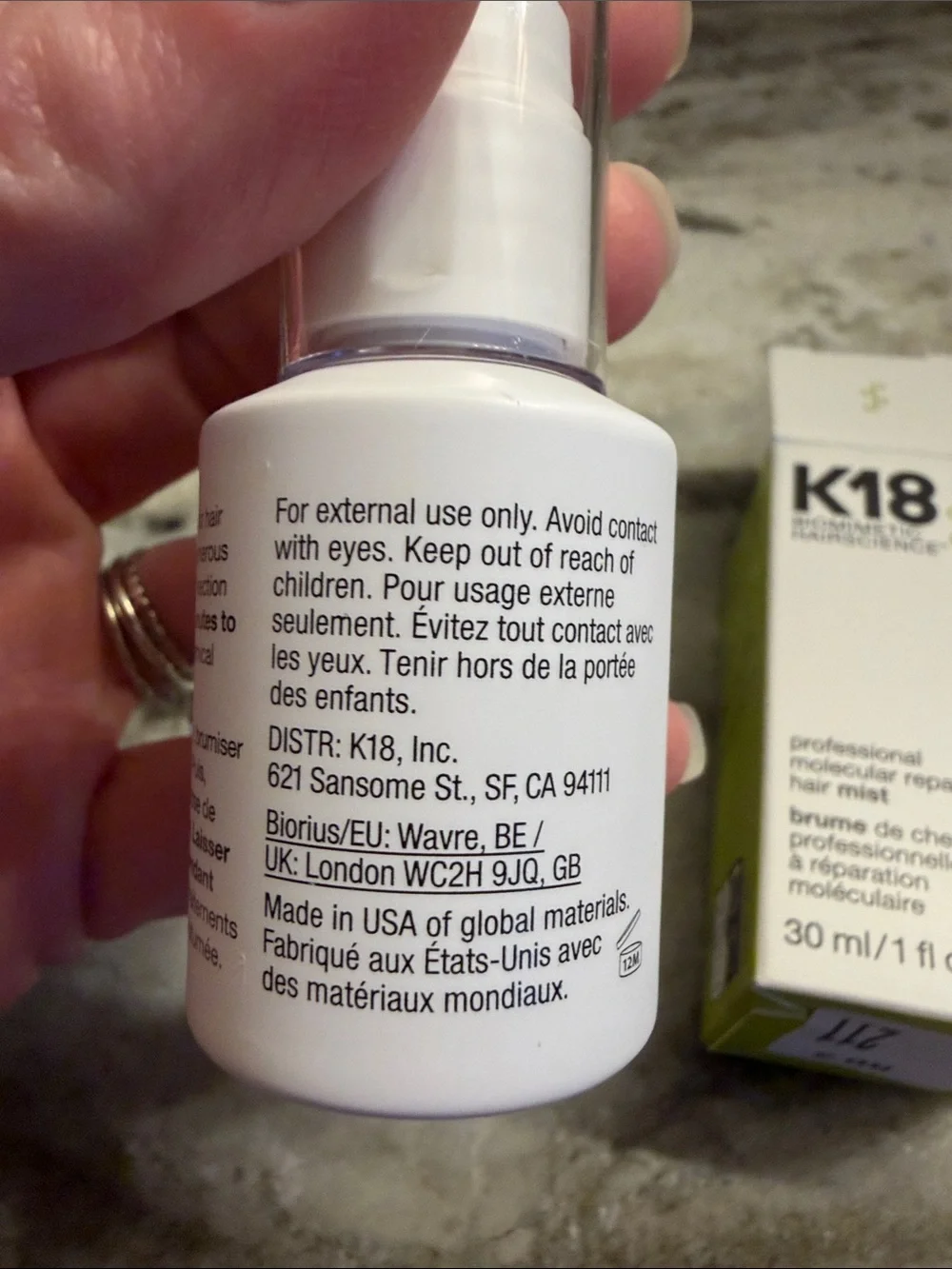K18 Professional Molecular Repair Hair Mist — White